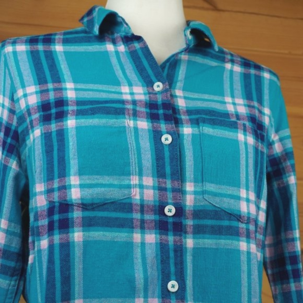 Woolrich Teal and Pink Plaid Shirt Size‎ Medium - Picture 4 of 9